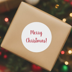 Merry Christmas Red and White  Script Typography Classic Round Sticker