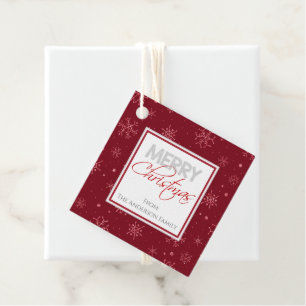 Merry Christmas Red and White Snowflakes Gift Favour Tags