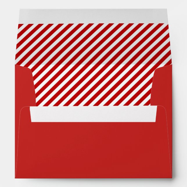 Merry Christmas Red and White Stripe Holiday Envelopes (Back (Bottom))