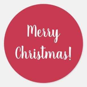 Merry Christmas Red and White Typography Festive Classic Round Sticker
