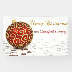 Merry Christmas,Red Ball, Stars Banner