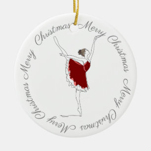 Merry Christmas Red Ballerina Ornament