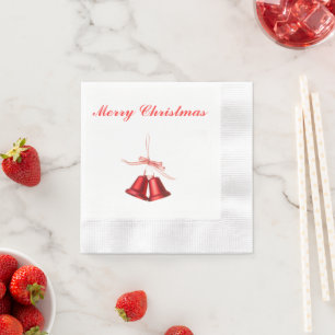Merry Christmas Red Bell decoration with text Napkin