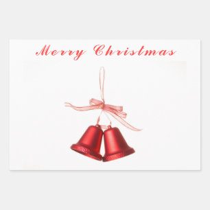 Merry Christmas Red Bell decoration with text Wrapping Paper Sheet