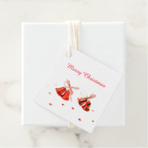 Merry Christmas Red Bells decoration with text Favour Tags