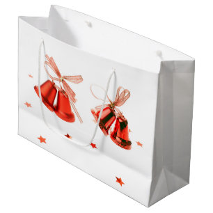 Merry Christmas Red Bells decoration with text Large Gift Bag