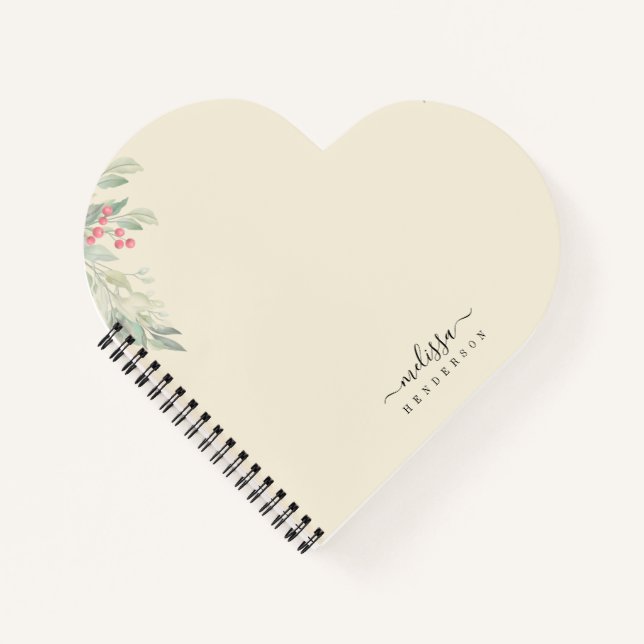 Merry Christmas Red Berries Botanical Holiday Notebook (Front)