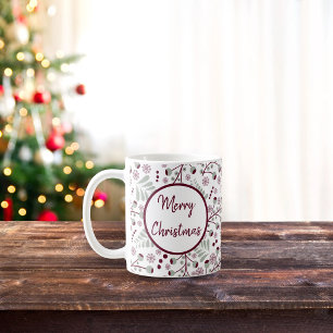 Merry Christmas Red Berries  Coffee Mug