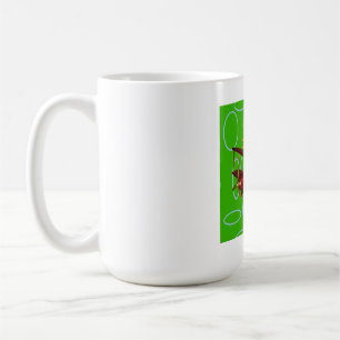 Merry Christmas Red Bi-plane on Green Circles Coffee Mug