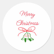 Merry Christmas red bow green jingle bells stylish