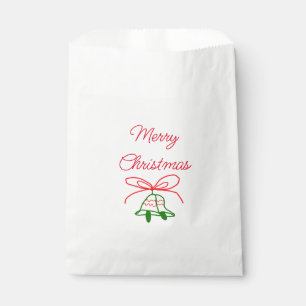 Merry Christmas red bow green jingle bells stylish Favour Bags