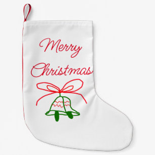 Merry Christmas red bow green jingle bells stylish Small Christmas Stocking
