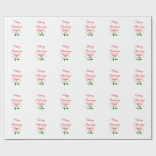 Merry Christmas red bow green jingle bells stylish Wrapping Paper