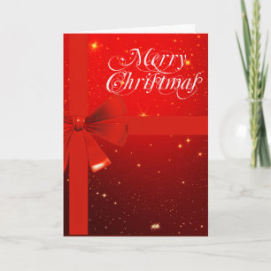 Merry christmas red bow holiday card