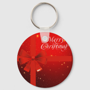 Merry christmas red bow key ring