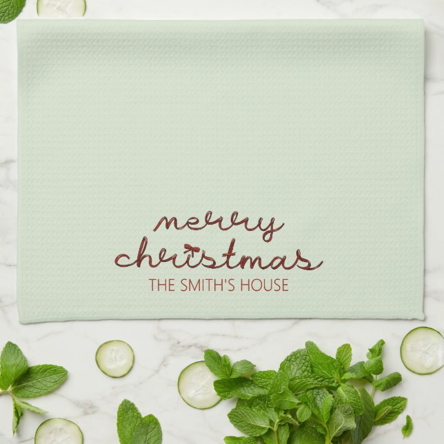 Merry Christmas red bow Kitchen Towels (Folded)