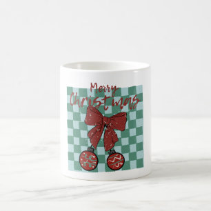 Merry Christmas Red Bow Ornaments Design Coffee Mug