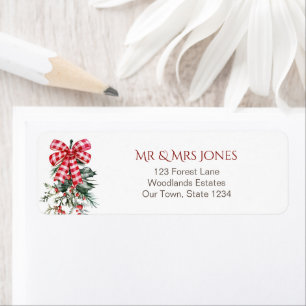 Merry Christmas red bow pines rustic