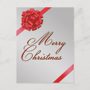 Merry Christmas Red Bow - Postcard