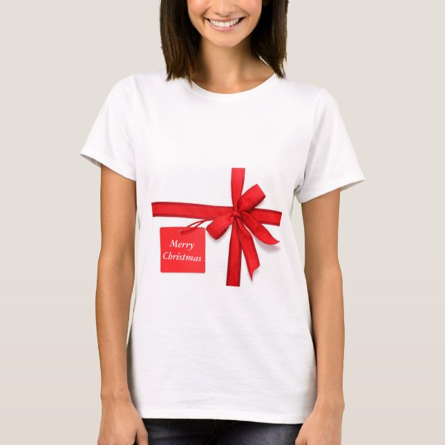 Merry Christmas Red Bow T-shirt (Front)