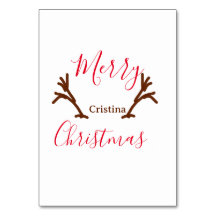 Merry Christmas red brown reindeer horn holiday te