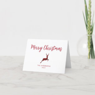 Merry Christmas Red Buffalo Plaid Holiday Card