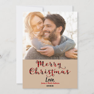 Merry Christmas Red Buffalo Plaid Holiday Photo Card