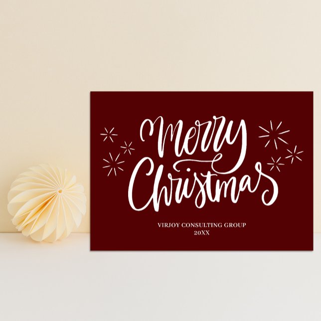 Merry Christmas Red Calligraphy Business Modern Holiday Card (Creator Uploaded)