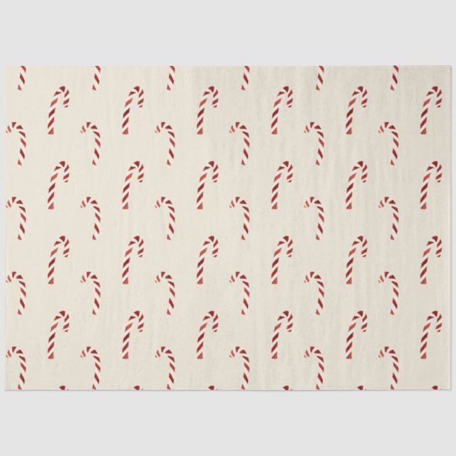 Merry Christmas Red Candy Canes Tissue Paper (Front)