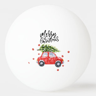 Merry Christmas red car with Christmas tree  Ping Pong Ball