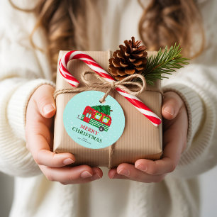 Merry Christmas Red Caravan Christmas Tree Custom  Favour Tags