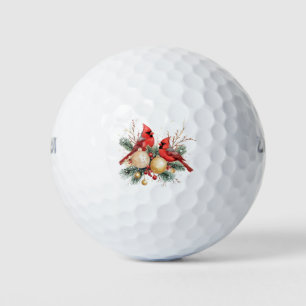 Merry Christmas Red Cardinal & Berries Golf Balls