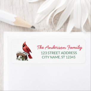 Merry Christmas Red Cardinal Bird Return Address  