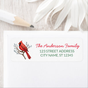 Merry Christmas Red Cardinal Bird Return Address  