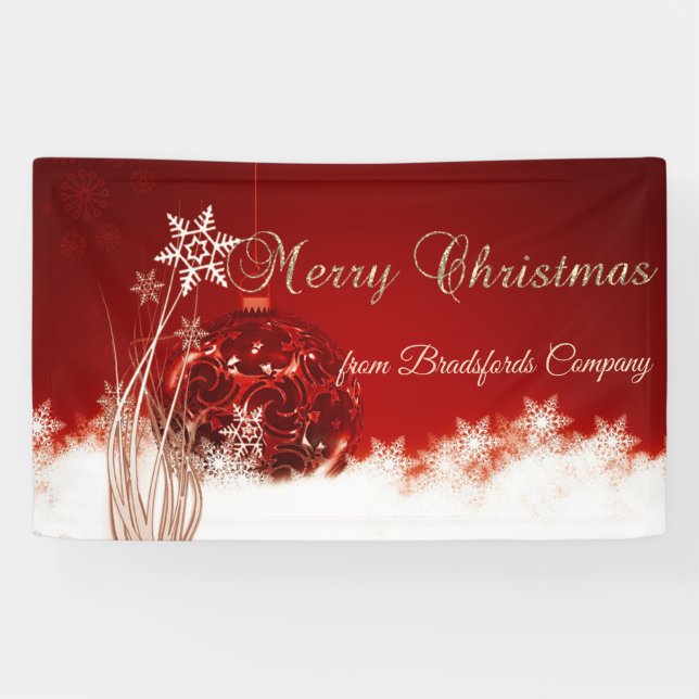 Merry Christmas,Red ,Christmas Ball Banner (Horizontal)