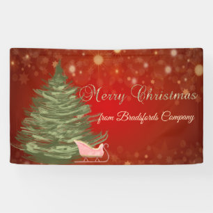 Merry Christmas,Red ,Christmas Tree,Sleigh Banner