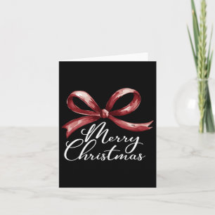 Merry Christmas Red Coquette Bow Merry And Bright Card