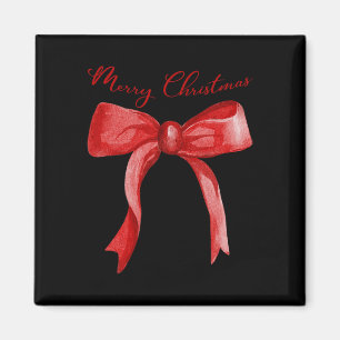 Merry Christmas Red Coquette Bow Merry And Bright Magnet