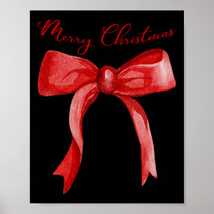 Merry Christmas Red Coquette Bow Merry And Bright  Poster