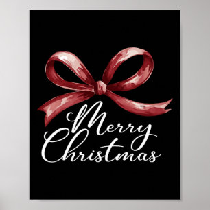 Merry Christmas Red Coquette Bow Merry And Bright  Poster