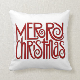 Merry Christmas red Cushion