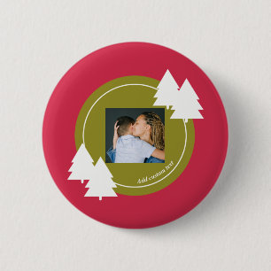 Merry christmas red customisable gift  6 cm round badge