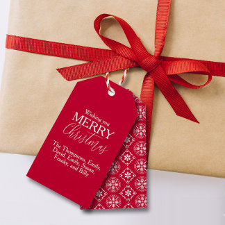 Merry Christmas Red Cute Festive Simple Snowflake Gift Tags