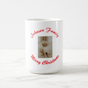 merry christmas red family name pet photo animal m coffee mug
