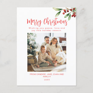 Merry Christmas Red Family Photo Holiday Card
