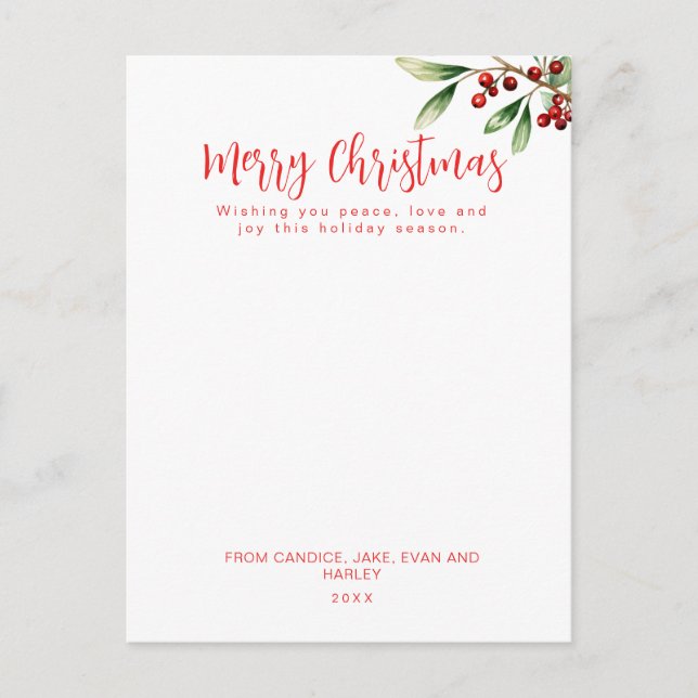 Merry Christmas Red Family Photo Holiday Card (Front)