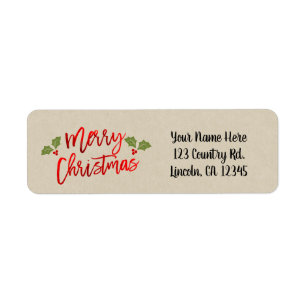 Merry Christmas Red Faux Foil Modern Script Kraft