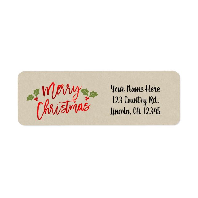 Merry Christmas Red Faux Foil Modern Script Kraft (Front)