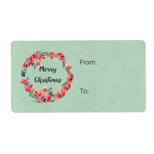 Merry Christmas Red Floral Watercolor Wreath (Front)