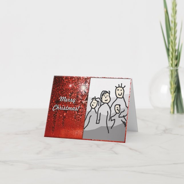 Merry Christmas Red Frost with Photo Holiday Card (Front)